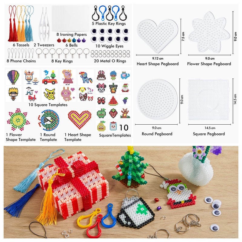 Inscraft Fuse Beads, 21,000 pcs Fuse Beads Kit 22 Colors 5MM for Kids, Including 8 Ironing Paper,48 Patterns, 4 Pegboards, Tweezers, Beads Compatible Kit by INSCRAFT - Image 3